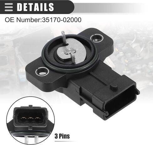 Motoforti Throttle Position Sensor, for Hyundai I10 1st Generation 1.0 1.1 Petrol, Plastic, No.35170-02000, Black in Saudi Arabia