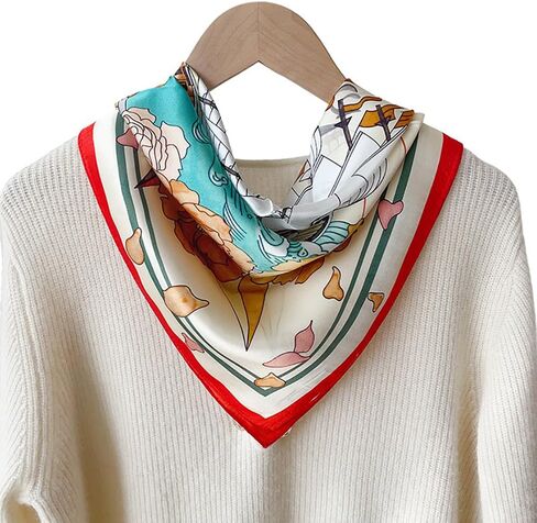 JERLA 100% Pure Mulberry Silk Square Scarf for Hair-26''x26'' Women Men Natural Silk Neckerchief Headscarf Bag scarf in Kuwait