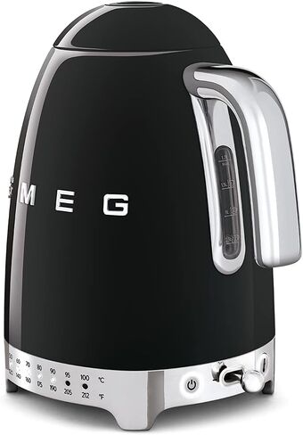 Smeg 50's Retro 7 Cup Stainless Steel Variable Temperature Electric Kettle with 7 Temperature Settings, Led Display, Swivel Base and Keep Warm Function Black KLF04BLUS in Saudi Arabia
