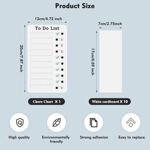 Chore Chart for Kids and Adults, My Chores Slider Chart, Reusable Checklist Board Kids to Do List Board with 10 Pcs Cardstocks (Blue) in Saudi Arabia