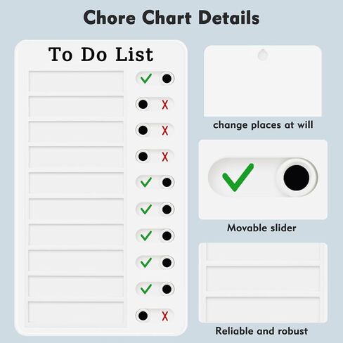 Chore Chart for Kids and Adults, My Chores Slider Chart, Reusable Checklist Board Kids to Do List Board with 10 Pcs Cardstocks (Blue) in Saudi Arabia