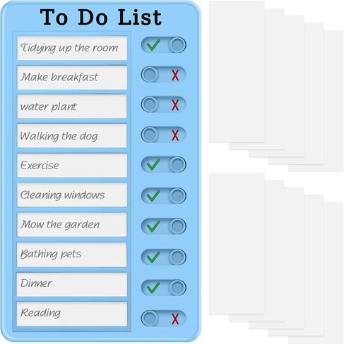 Chore Chart for Kids and Adults, My Chores Slider Chart, Reusable Checklist Board Kids to Do List Board with 10 Pcs Cardstocks (Blue) in Saudi Arabia
