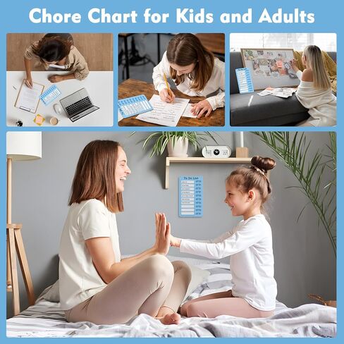 Chore Chart for Kids and Adults, My Chores Slider Chart, Reusable Checklist Board Kids to Do List Board with 10 Pcs Cardstocks (Blue) in Saudi Arabia