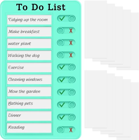 Chore Chart for Kids and Adults, My Chores Slider Chart, Reusable Checklist Board Kids to Do List Board with 10 Pcs Cardstocks (Blue) in Saudi Arabia