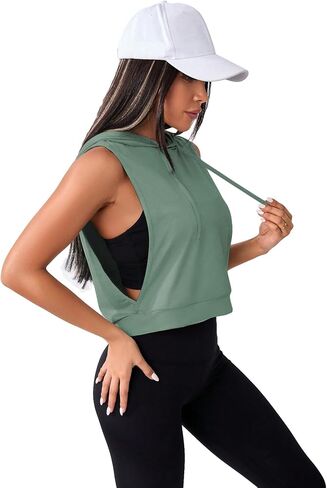 SweatyRocks Women's Sleeveless Workout Top Gym Activewear Crop Tank Top Open Side Shirt for Athletic Exercise Light Green Small in Saudi Arabia