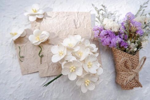 Thai Decorated 50 pcs Mini Paper Flower Artificial Mulberry Paper Flower 20-25 mm Small Paper Flower for Craft Scrapbooking DIY Wedding Card Supplies Flower Size: 25 MM (Pink) in Saudi Arabia