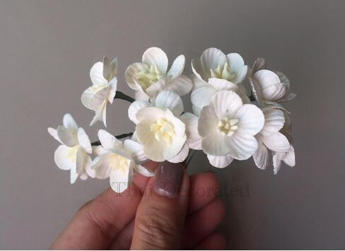 Thai Decorated 50 pcs Mini Paper Flower Artificial Mulberry Paper Flower 20-25 mm Small Paper Flower for Craft Scrapbooking DIY Wedding Card Supplies Flower Size: 25 MM (Pink) in Saudi Arabia