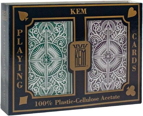 أوراق لعب كيم باللون الأخضر والبني، مقاس الجسر - أوراق لعب بمؤشر قياسي (عبوة من قطعتين) (1020681) in Kuwait