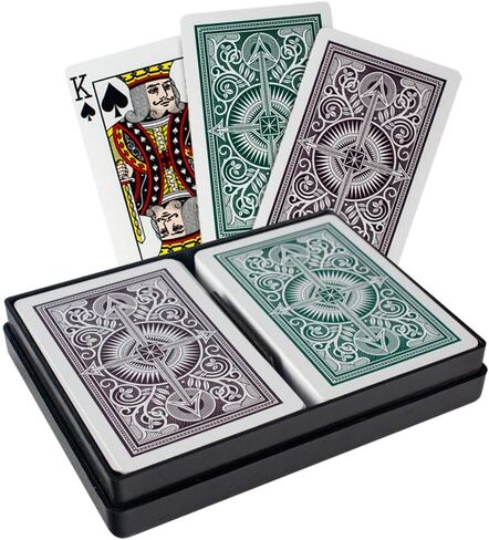 أوراق لعب كيم باللون الأخضر والبني، مقاس الجسر - أوراق لعب بمؤشر قياسي (عبوة من قطعتين) (1020681) in Kuwait