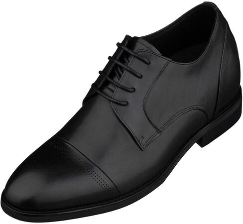 TOTO Men's Invisible Height Increasing Elevator Shoes - Premium Leather Lace-up Micro-Perforated Formal Derby Oxfords - 2.8 Inches Taller in Saudi Arabia