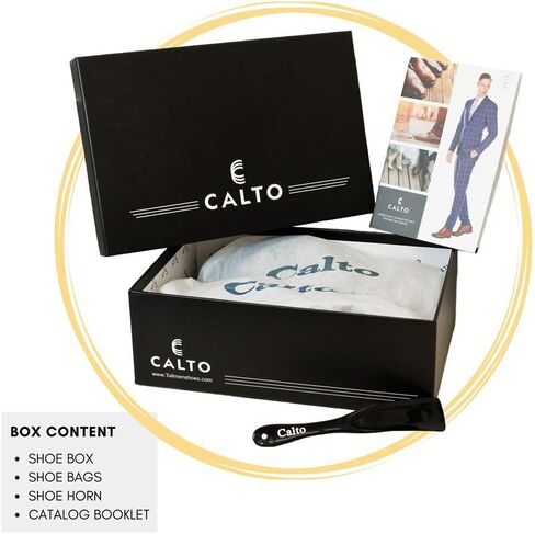أحذية CALTO الرجالية غير المرئية لزيادة الارتفاع - فستان رسمي من الجلد اللامع - طول 2.8 بوصة in Kuwait