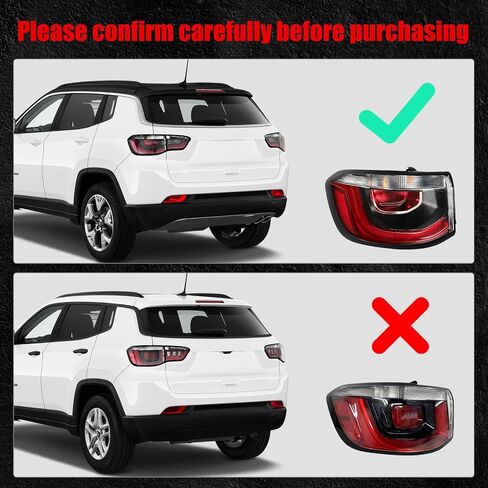 Huray ضوء الذيل الداخلي الأيسر مناسب لسيارة Jeep Compass 2017-2021 LH الضوء الخلفي مصباح الفرامل مجموعة استبدال الملحقات لـ CH2802117 55112685AB (جانب السائق) in Kuwait