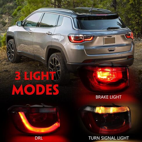 Huray ضوء الذيل الداخلي الأيسر مناسب لسيارة Jeep Compass 2017-2021 LH الضوء الخلفي مصباح الفرامل مجموعة استبدال الملحقات لـ CH2802117 55112685AB (جانب السائق) in Kuwait