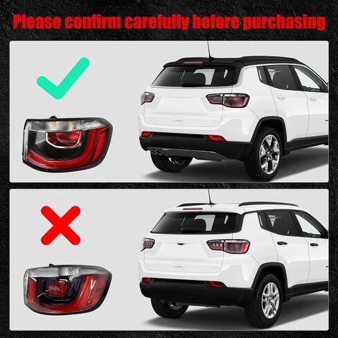 Huray ضوء الذيل الداخلي الأيسر مناسب لسيارة Jeep Compass 2017-2021 LH الضوء الخلفي مصباح الفرامل مجموعة استبدال الملحقات لـ CH2802117 55112685AB (جانب السائق) in Kuwait