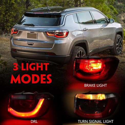 Huray ضوء الذيل الداخلي الأيسر مناسب لسيارة Jeep Compass 2017-2021 LH الضوء الخلفي مصباح الفرامل مجموعة استبدال الملحقات لـ CH2802117 55112685AB (جانب السائق) in Kuwait