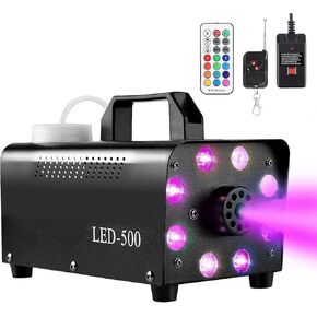 Fog Machine with 8 LED Lights,Smoke Machine with 13 Colorful LED Lights Effect,500W and 2000CFM Fog with Remote Control,Indoor, Perfect for Halloween, Party,Weddingand Stage Effect in Kuwait