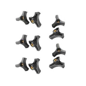 5/16 "-18 صامولة ذات جناح ثلاثي الشق 2 بوصة قطر مقبض بلاستيكي أسود مع مدخل نحاسي (عبوة من 10) in Kuwait