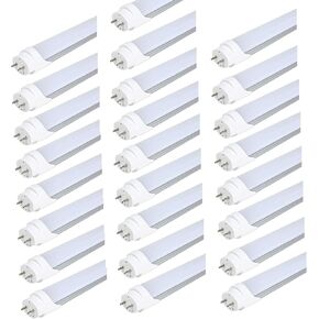 4ft T8 T12 LED Tubes, Frosted 48" 22W (65W Fluorescent Replacement) 6000K 6500K, Double-Ended Power Ballast Bypass Light, 2600lm Type B Milky 110V 277V, 25 Pack in Saudi Arabia