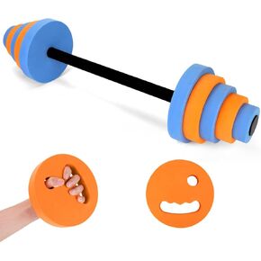 Swimming Barbell 29.3’’Pool Dumbbell with Water Exercise Discs High Density EVA Foam Aquatic Exercise Equipment Swim Dumbbell (Orange & Blue) in Kuwait