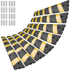 72" Rubber Speed Bumps for Road, Heavy Duty Cable Protector Ramp with High Reflective Yellow Stripe Speed Control Bump for Driveway, Garage, Parking Lot(4 Pack) in Kuwait