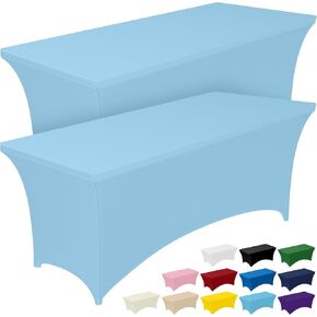 Pureegg Spandex Tablecloth 6ft - 2 Pack, Fitted and Tight Cloth for Rectangle Table, Wrinkle-Free and Stretch Table Cover for Party, Wedding, Banquet and Birthday, Black in Kuwait