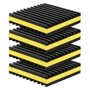 4 قطع من وسادات الاهتزاز المضادة للرياح مقاس 10.16 سم × 10.16 سم × 7/8 بوصة، سجادات مطاطية مضلعة لعزل الصوت، وسادات عزل الاهتزاز شديدة التحمل لأنظمة التدفئة والتهوية وتكييف الهواء، والضاغط، ومكيف الهواء، والغسالة، والمجفف، وجهاز المشي (اللون: أسود + أصفر) in Kuwait