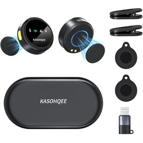 ميكروفون Lavalier لاسلكي لأجهزة iPhone 16/15/14/13 وiPad وAndroid، ميكروفون صغير بمشبك مغناطيسي مع علبة شحن، ميكروفون Lavalier وقت تشغيل يصل إلى 30 ساعة لـ Vlog TikTok، تقليل الضوضاء بالذكاء الاصطناعي in Kuwait