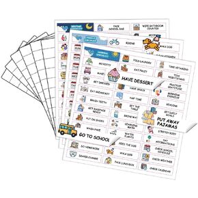 ملصقات عمل روتينية للأطفال الرتيب - ملصقات قائمة مرجعية لطيفة للمخطط الروتيني ، الرسم البياني الروتيني ، مخطط المكافآت ومخطط قائمة المهام - ملصقات تنظيف مرئية ممتعة لتعليم المسؤولية in Kuwait