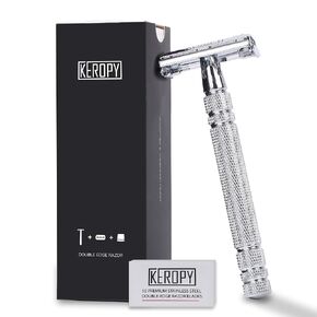 Double Edge Safety Razor with 10 Disposable Razor Blades - Single blade double edge razor for men - One Blade Razor - Safety Razors for Men - Classic Clean Shave Straight Razor in Kuwait
