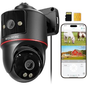 4G LTE Cellular Security Cameras, Dual Lens Security Camera, 2K No WiFi Security Camera Outdoor, Auto-Tracking/ Push Notification, 360° Live View, Color Night Vision, Built-in SIM Card/ 64GB SD Card in Kuwait