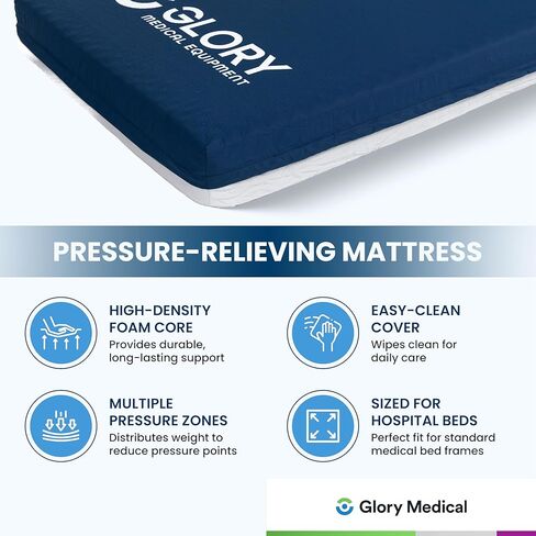 سرير مستشفى شبه كهربائي من Glory Medical PAM-3SE - 3 أسرة مستشفى كهربائية قابلة للتعديل للاستخدام المنزلي - أدوات تحكم وعجلات قفل وقضبان، تتضمن المجموعة مرتبة إسفنجية وصينية سرير وملاءتين in Kuwait