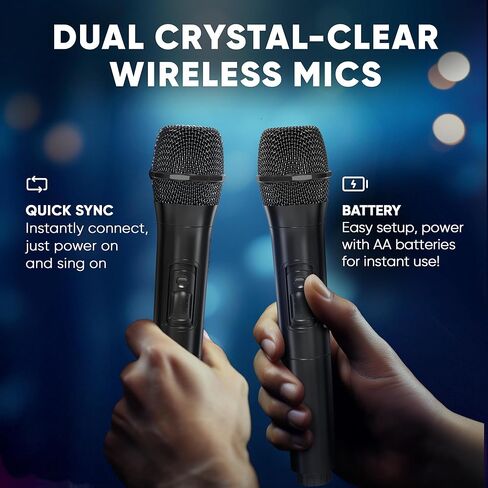 آلة كاريوكي ماسينجو للبالغين والأطفال، مكبر صوت 40 وات مع مكبر صوت 8 بوصات، 2 ميكروفونات لاسلكية، بلوتوث، USB، MicroSD، راديو FM، اتصال تلفزيون، حامل الكمبيوتر اللوحي، وضع الكاريوكي في الوقت الحقيقي، سوبرانو X2 in Kuwait