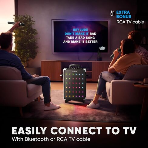 آلة كاريوكي ماسينجو للبالغين والأطفال، مكبر صوت 40 وات مع مكبر صوت 8 بوصات، 2 ميكروفونات لاسلكية، بلوتوث، USB، MicroSD، راديو FM، اتصال تلفزيون، حامل الكمبيوتر اللوحي، وضع الكاريوكي في الوقت الحقيقي، سوبرانو X2 in Kuwait