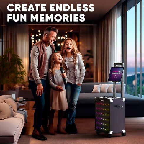 آلة كاريوكي ماسينجو للبالغين والأطفال، مكبر صوت 40 وات مع مكبر صوت 8 بوصات، 2 ميكروفونات لاسلكية، بلوتوث، USB، MicroSD، راديو FM، اتصال تلفزيون، حامل الكمبيوتر اللوحي، وضع الكاريوكي في الوقت الحقيقي، سوبرانو X2 in Kuwait