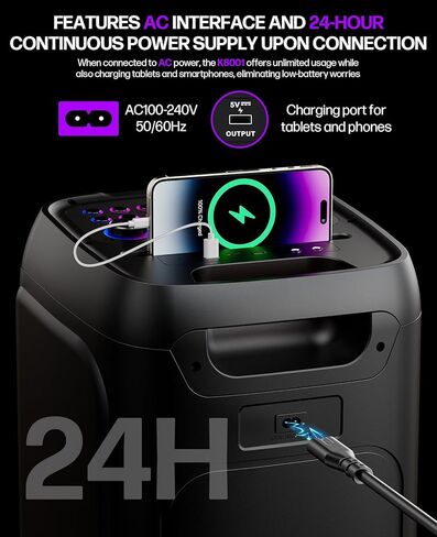 Karaoke Machine,Party Speaker Bass Boost w/Double 8" Woofer,Big Portable Bluetooth Speaker, 2 Wireless Microphone,24H/EQ/REC/RGB Light/Echo,Portable PA System for Outdoor Party, Home Gathering in Kuwait