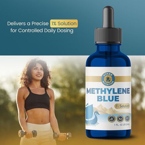 محلول Vykee Nutrition methylene Blue 1 بالمائة - مكمل سائل عالي النقاء لصحة الميتوكوندريا وإنتاج ATP - نباتي، غير معدّل وراثيًا، خالي من الغلوتين - 29.5 مل in Kuwait