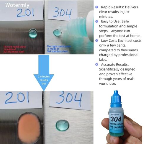 304 Stainless Steel Test Solution – Instant Identification Reagent for Food-Grade vs. Industrial-Grade Steel – Rapid 2-Minute Colorimetric Test for Cookware, Cutlery, and Industrial Use in Kuwait