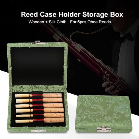 حافظة Oboe Reeds، حافظة Oboe مقاس 3.54 × 3.15 × 0.78 بوصة، قصب خشبية حريرية محمولة مع فتحة تهوية مزدوجة الجوانب لتخزين وحماية 6 قطع، أخضر in Kuwait