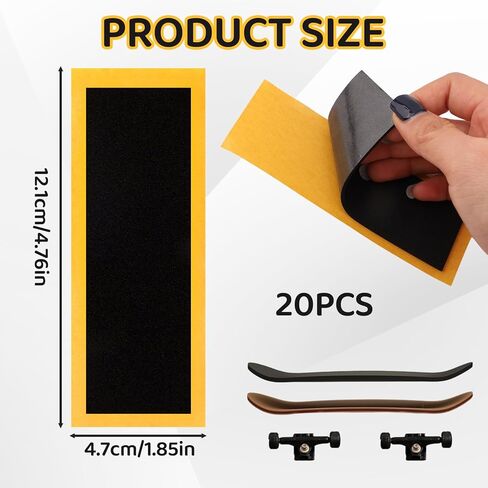 شريط قبضة PRO-Fingerboard - 20 قطعة من ملصقات لاصقة خشبية صغيرة لألواح التزلج، شرائط قبضة إسفنجية لملصقات ألواح التزلج على الجليد، ملصقات شريط قبضة لوح التزلج الأسود لألواح التزلج على الأصابع in Saudi Arabia