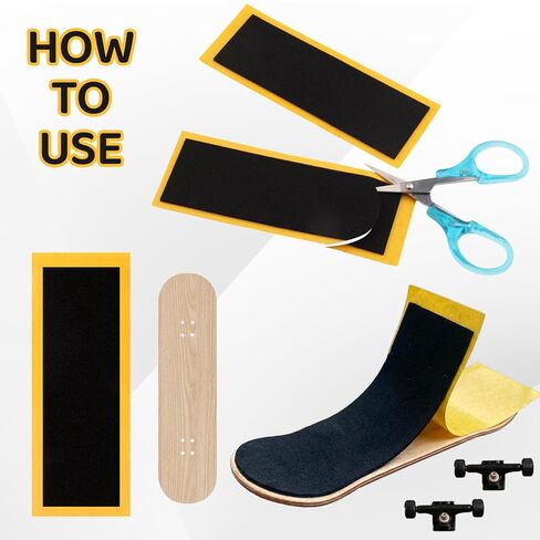 شريط قبضة PRO-Fingerboard - 20 قطعة من ملصقات لاصقة خشبية صغيرة لألواح التزلج، شرائط قبضة إسفنجية لملصقات ألواح التزلج على الجليد، ملصقات شريط قبضة لوح التزلج الأسود لألواح التزلج على الأصابع in Saudi Arabia