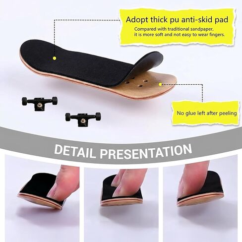 شريط قبضة PRO-Fingerboard - 20 قطعة من ملصقات لاصقة خشبية صغيرة لألواح التزلج، شرائط قبضة إسفنجية لملصقات ألواح التزلج على الجليد، ملصقات شريط قبضة لوح التزلج الأسود لألواح التزلج على الأصابع in Saudi Arabia