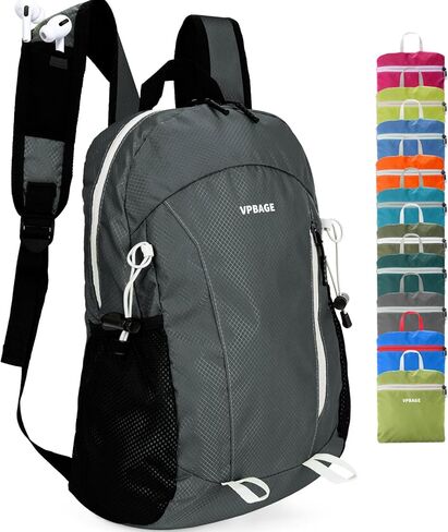 15L Hiking Daypack, Water Resistant Small Backpack Travel Outdoor, Lightweight Day Pack with Emergency Whistle (Blinking Black) in Kuwait