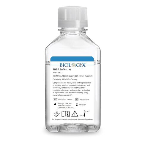 Tris Buffered Saline, TBST Buffer with Tween-20, 1×Concentrate, Isotonic Buffered Saline Solution for Lab, 7.5pH, Ready to Use, 500ml/Bottle in Saudi Arabia
