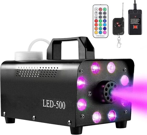 Fog Machine with 8 LED Lights,Smoke Machine with 13 Colorful LED Lights Effect,500W and 2000CFM Fog with Remote Control,Indoor, Perfect for Halloween, Party,Weddingand Stage Effect in Kuwait