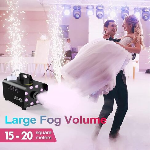 Fog Machine with 8 LED Lights,Smoke Machine with 13 Colorful LED Lights Effect,500W and 2000CFM Fog with Remote Control,Indoor, Perfect for Halloween, Party,Weddingand Stage Effect in Kuwait