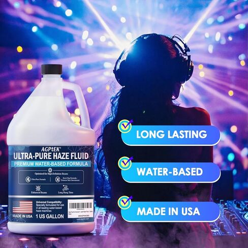 AGPTEK Haze Fluid - Water Based Haze Machine Liquid for Professional Stage Effects - 1 Gallon High Purity Hazer Juice for DJ, Theater, and Church - Long Lasting Fog Juice with Enhanced Light Beams in Kuwait
