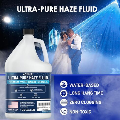 AGPTEK Haze Fluid - Water Based Haze Machine Liquid for Professional Stage Effects - 1 Gallon High Purity Hazer Juice for DJ, Theater, and Church - Long Lasting Fog Juice with Enhanced Light Beams in Kuwait