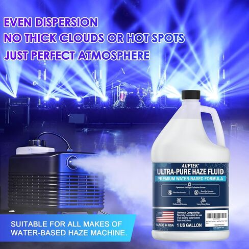 AGPTEK Haze Fluid - Water Based Haze Machine Liquid for Professional Stage Effects - 1 Gallon High Purity Hazer Juice for DJ, Theater, and Church - Long Lasting Fog Juice with Enhanced Light Beams in Kuwait