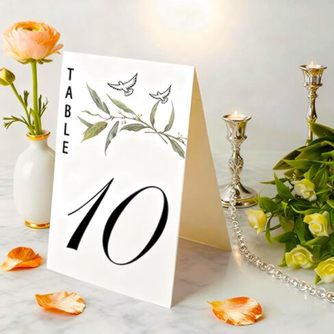 Elegant Wedding Table Numbers 1-20 with Head Table, 4x6 Inch White Art Paper Double-Sided Printed, No Stand Required, Perfect for Wedding Reception, Party, Event & Table Decor(1-10) in Saudi Arabia