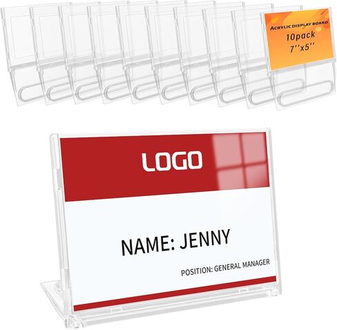 10 Pack 4x6 Inch Sign Holder Horizontal, Double-Sided Usage with Swivel Base for Table Display, for Office, Store, Restaurant, Retail Counters, for Menu, Message Board, Note in Saudi Arabia